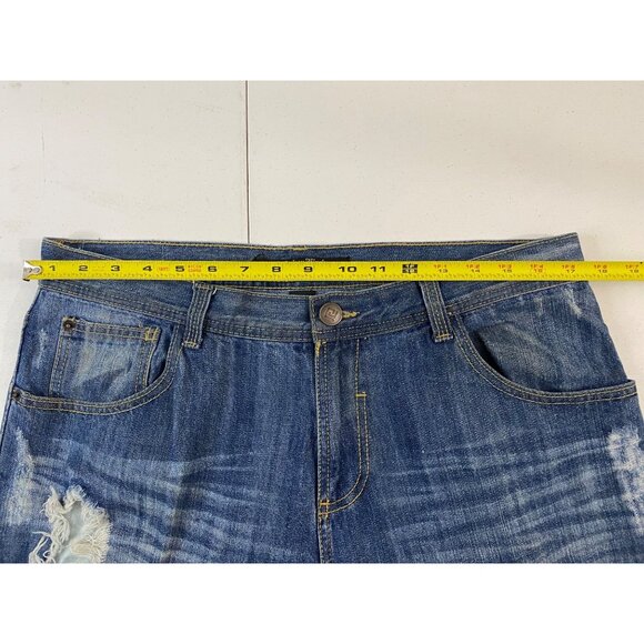 Carbon Black Distressed Jeans Mens 34x30 Blue Ripped Destroyed Denim 100% Cotton - Picture 11 of 15